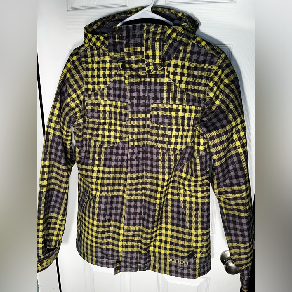 Burton Black and Yellow Plaid Ski Jacket